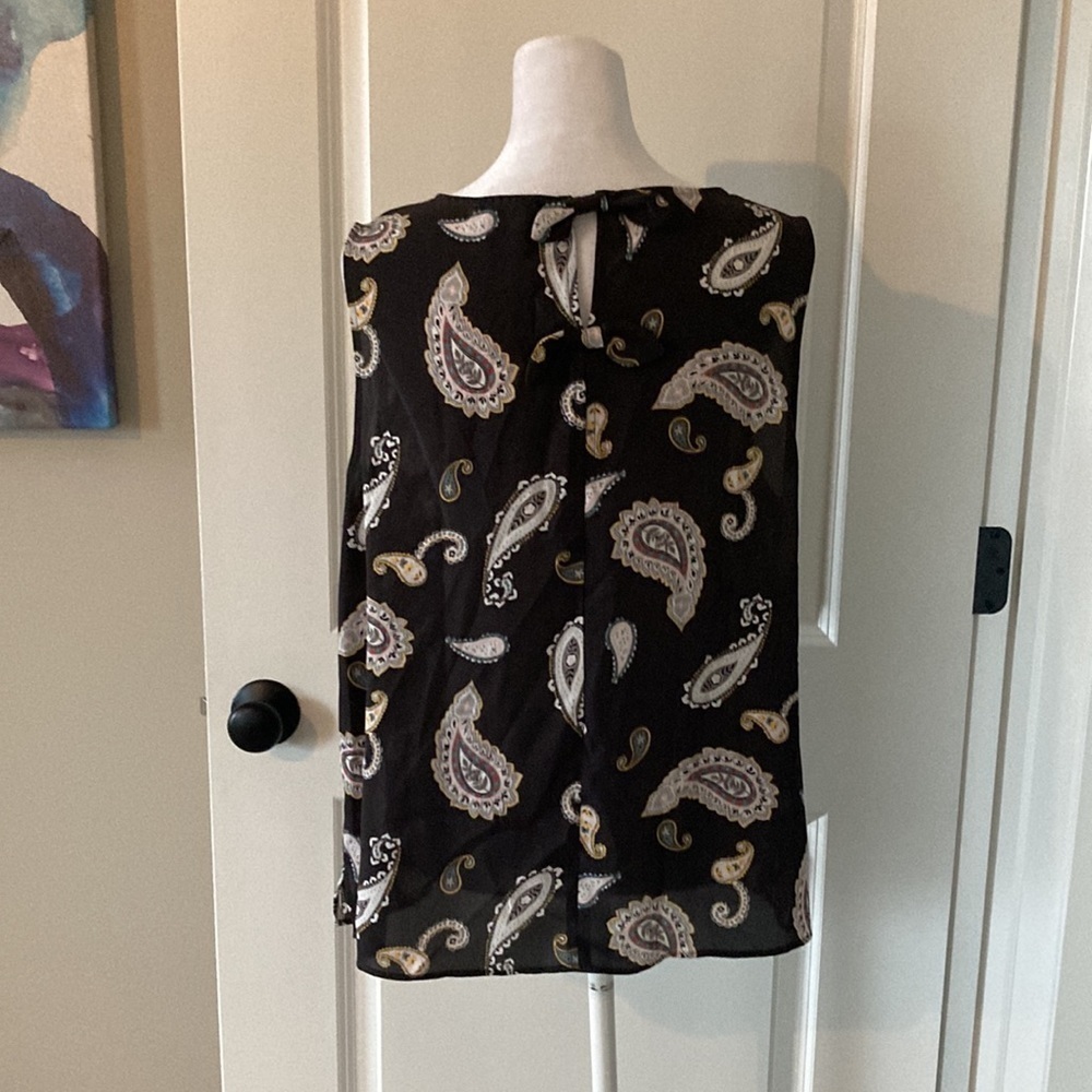LOFT Outlet large petite blouse sleeveless paisley brown - Picture 7 of 10